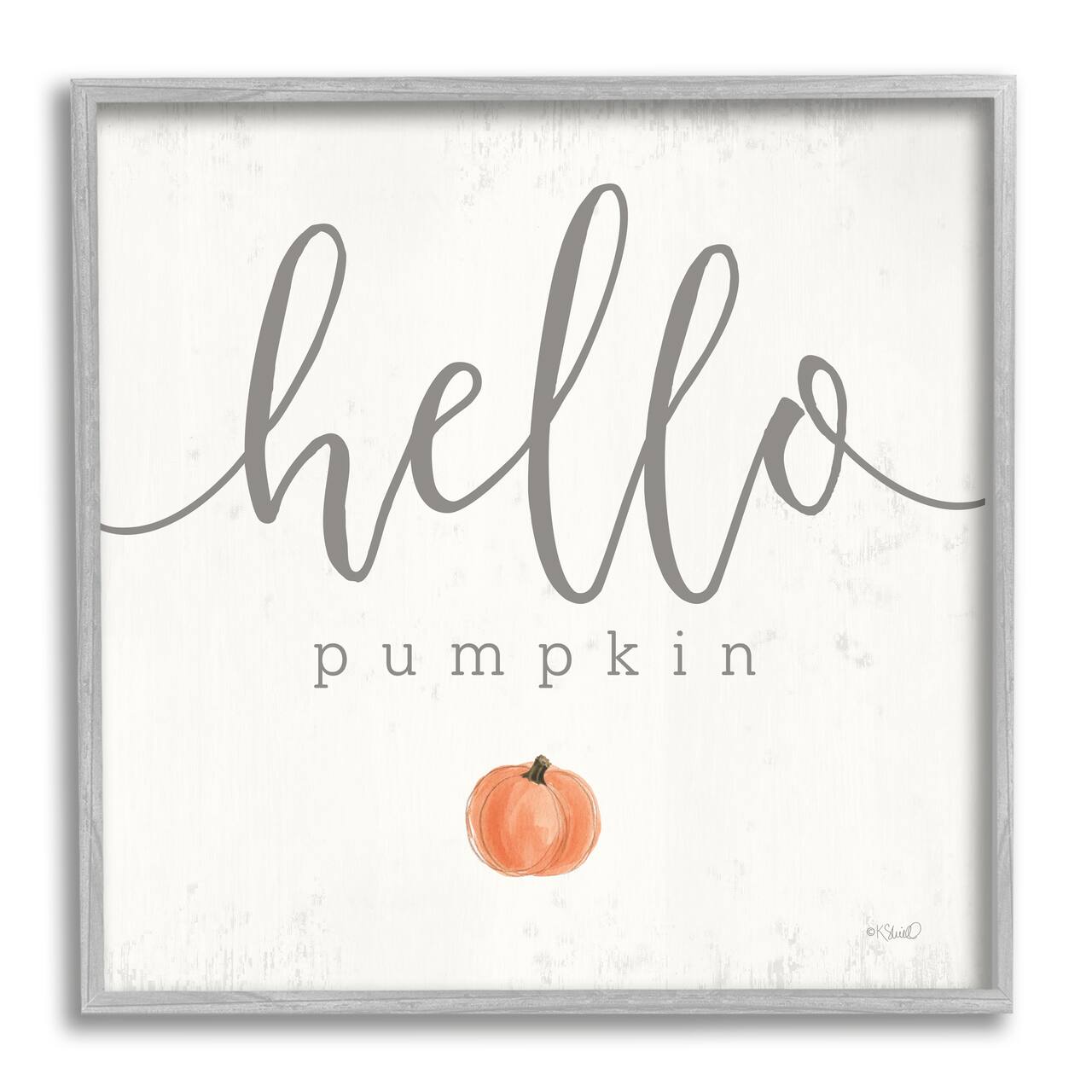 Stupell Industries Hello Pumpkin Fall Greeting Framed Giclee Art